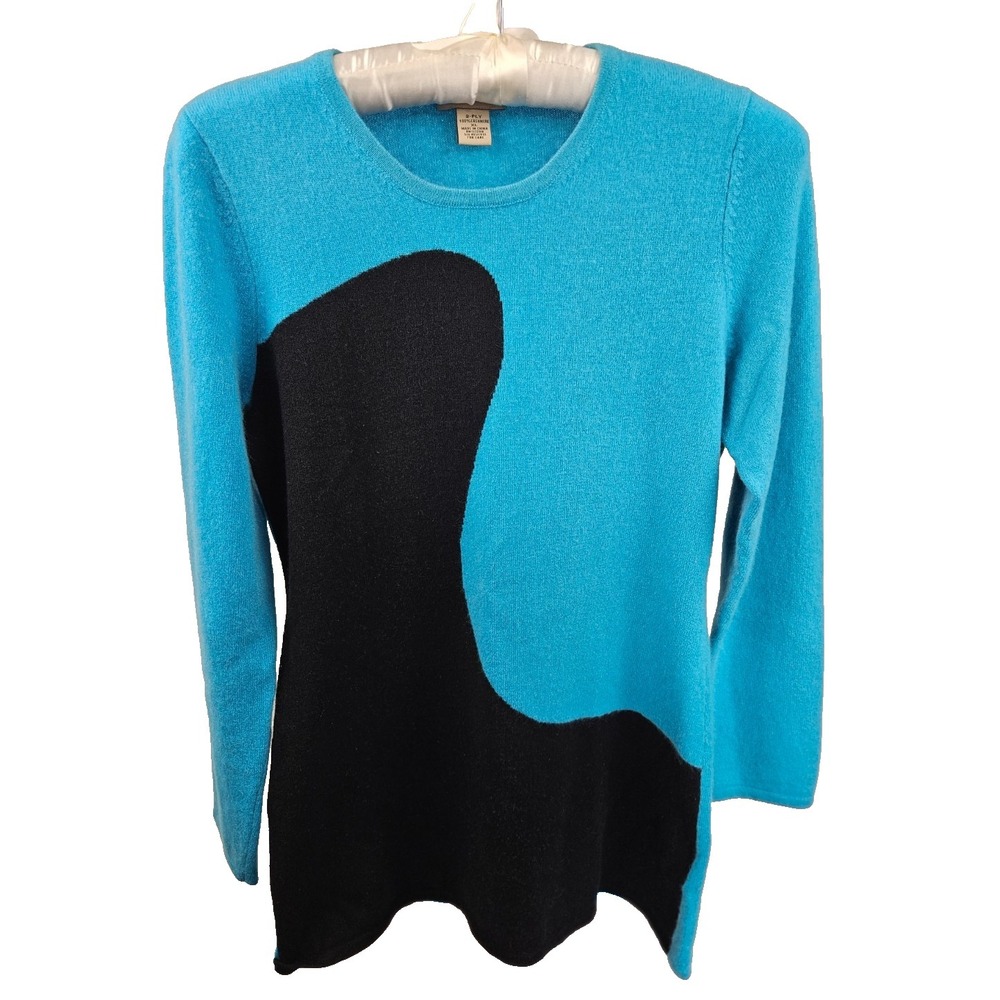 Vintage Vertical Design Cashmere Intarsia Sweater Abstract Minimalist Art Knit